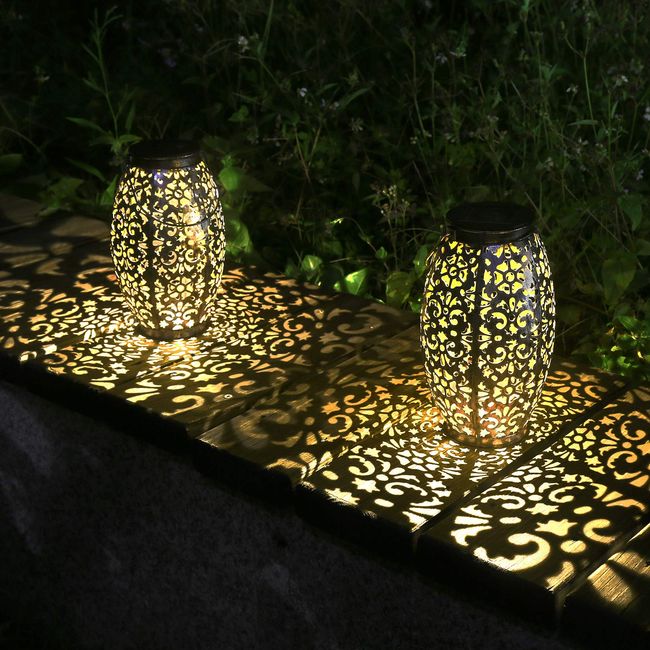 Kaixoxin Solar Lantern Lights for Hanging or Table Outdoor Solar Light for Patio Courtyard Garden (Silver-1)