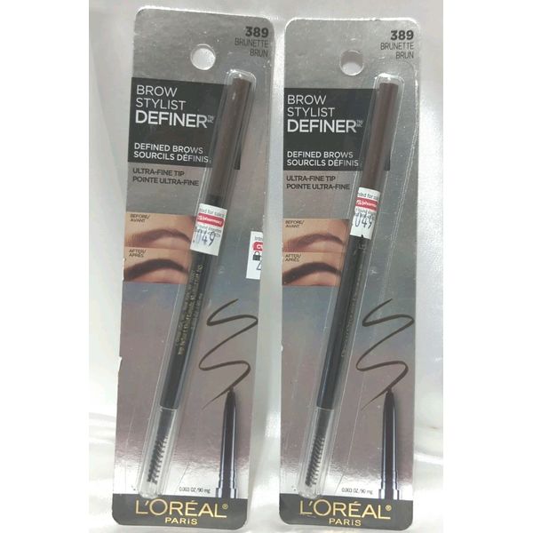 L'oreal Brow Stylist Definer #389 brunette Lot 2 Ultra-Fine tip