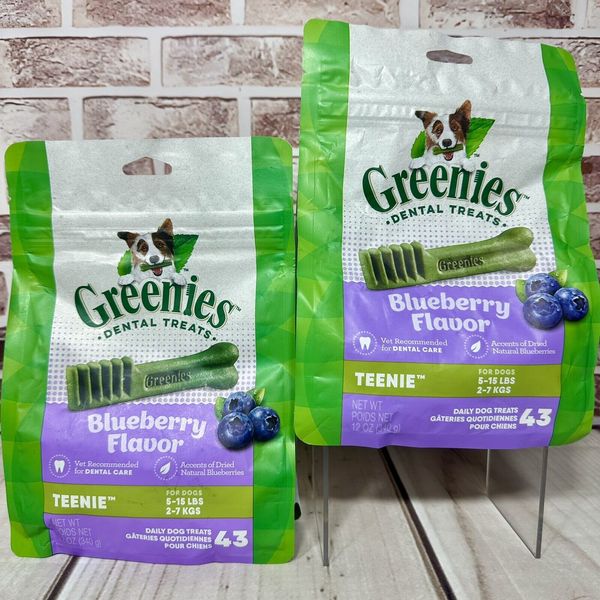 2X GREENIES Teenie Natural Dog Dental Chews Oral Health Dog Treats Blueberry 86