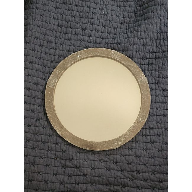 11" Round Mirror with Brown Wood Frame