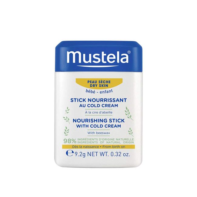 Mustela Baby Nourishing Stick - Lip & Face Moisturizer for Dry Skin - with Natural Avocado, Cold Cream & Beeswax -  0.32 oz. (Pack of 1)