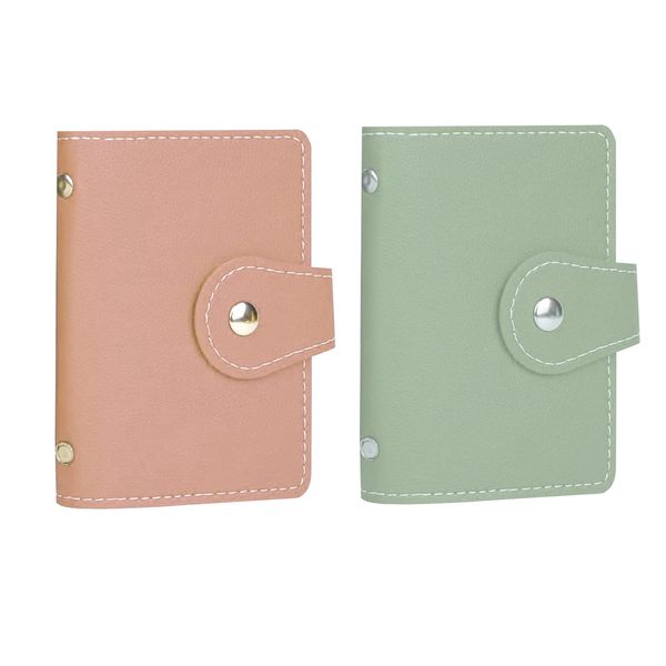 PRIVILLA 2 Pcs Credit Card Holder and Credit Card Wallet， Sd Card Holder Each Has 26 Card Slots for Organizers, 2022 New Credit Card Holders for Men and Women (Green+Pink)