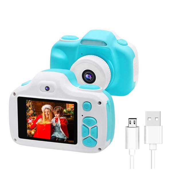 Camera with Flash for Kids Boys Age 3-9, Front Rear Dual-Lens Selfie Video Digital Camera for Preschool Children, Christmas Birthday Travel Toy Gifts for Toddler Boys 3 4 5 6 7 8 9 Years Old (Blue)