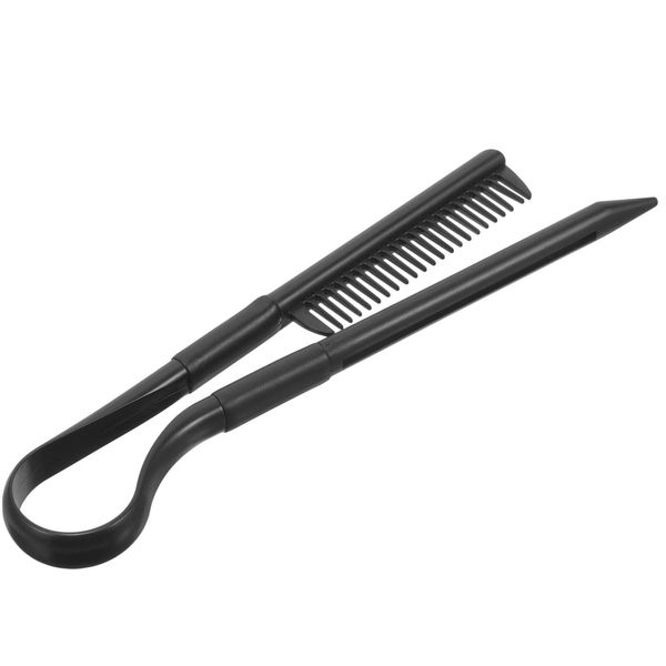 Beaupretty Hair Straightening Comb Hairdressing Styling Hair Straightener V Shaped Straight Comb Black