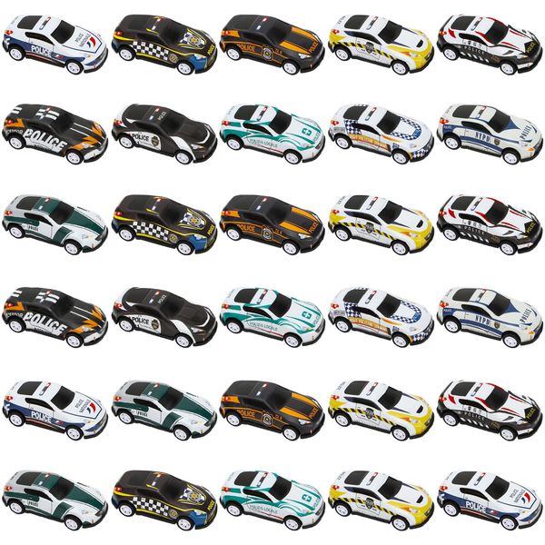 ONEST 30 Pieces Mini Pull Back Cars Toy Cars Small Police Car Party Favors Carnival Prizes Classroom Rewards Pinata Stocking Goodie Bag Stuffers Birthday Toys for Girls Boys Toddler