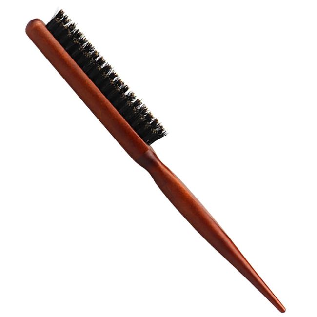 Boar Bristle Teasing Hair Brush for Women Wooden Teasing Comb with Rat Tail Pick for Hair Sectioning Used for Edge Control, Backcombing, Smoothing, and Styling Fine Hair to Create Volume