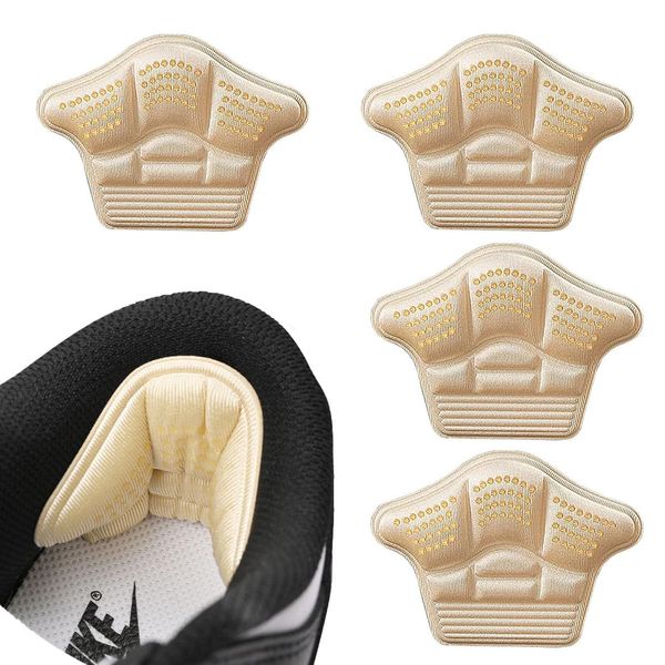 Anti-Shoe Pad, Shoe Blister, Heel, Heel Removal, Adjustable Size, Double Sided Tape Included, Unisex, Freely Cut, 2 Pairs, 4 Pieces (Beige)