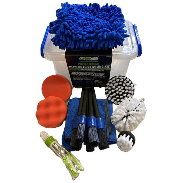Grip 18pc Power Brush Auto Detailing Cleaning Microfiber Kit Polishing 54765