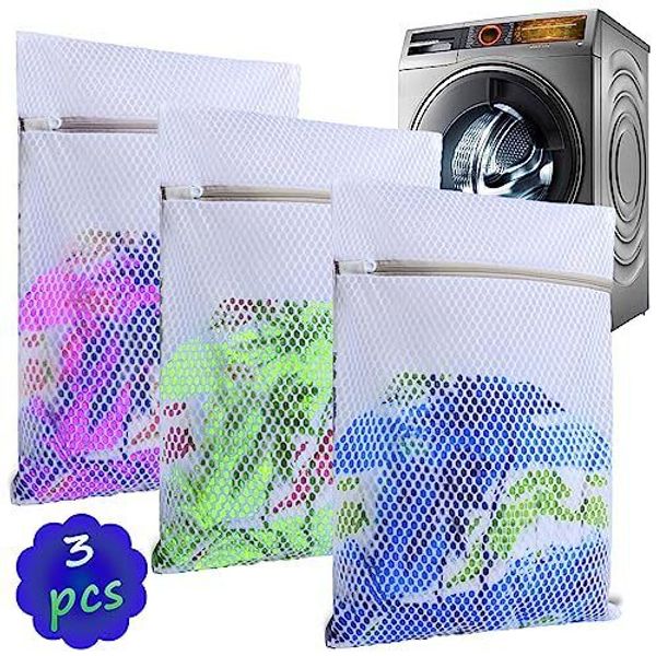 3-Pack Mesh Laundry Bags for Washing Machine - Ideal for Delicates, 3 Medium