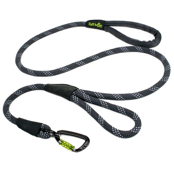 Rope Dog Leash 5ft Long, Two Traffic Handles, Heavy Duty, Reflective Double Handles Lead for Safety and Control Training, Leashes for Large Dogs or Medium Dogs, Dual Handles Leads (Gray)