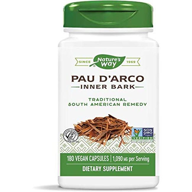 Nature's Way Premium Herbal Pau d’Arco Inner Bark 545 mg per Capsule, 180 Vcaps, Pack of 4