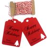 Personalized Happy Holidays Tags with Tree - 12pc (Red)