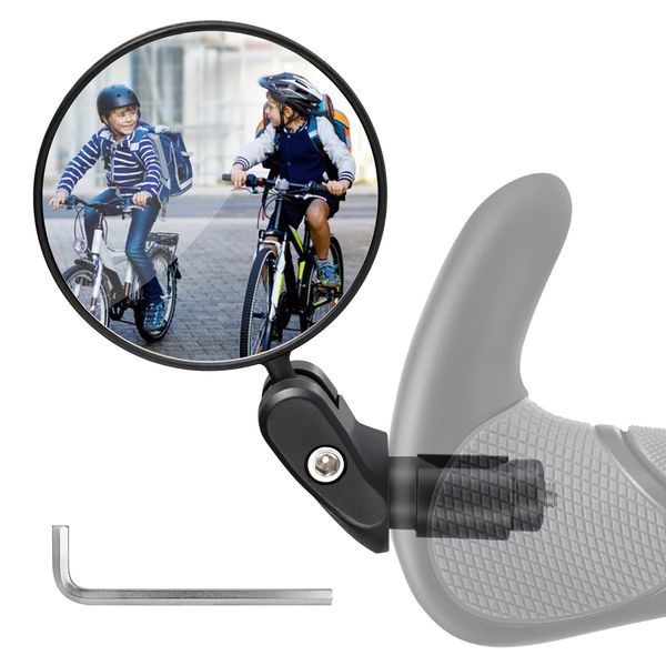 Vintoney Fahrradrückspiegel, 1 Stück universal verstellbar 360° Fahrradspiegel für 17,4-22 mm Flacher Lenker Drehspiegel Rückspiegel Lenkerspiegel für Fahrrad rennrad Mountainbikes (Kurzer Griff)