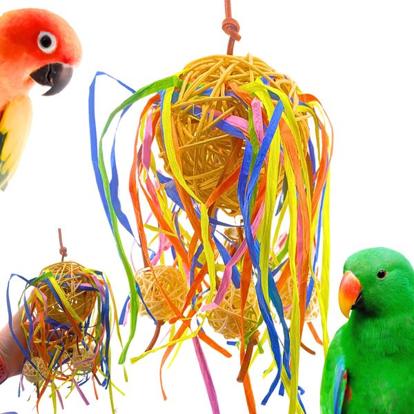 Bonka Bird Toys 2724 Ball Surprise Vine Ball Forage Shred Chew Parrot Cage Toy, Conure, Caique, Ringneck, and Similar Breed Sizes