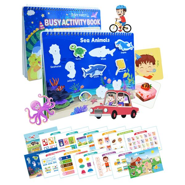 TRESBUNNY Preschool Learning Activities, Montessori Busy Book for Toddlers Ages 3-5, Educational Sticker Book, Handwriting Tracing & Alphabet Learning Toys for Kids, Autism Learning Materials