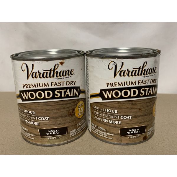 Varathane Premium Fast Dry Wood Stain 1 Coat Aged Wheat 333660 Qt 32oz 2 Cans