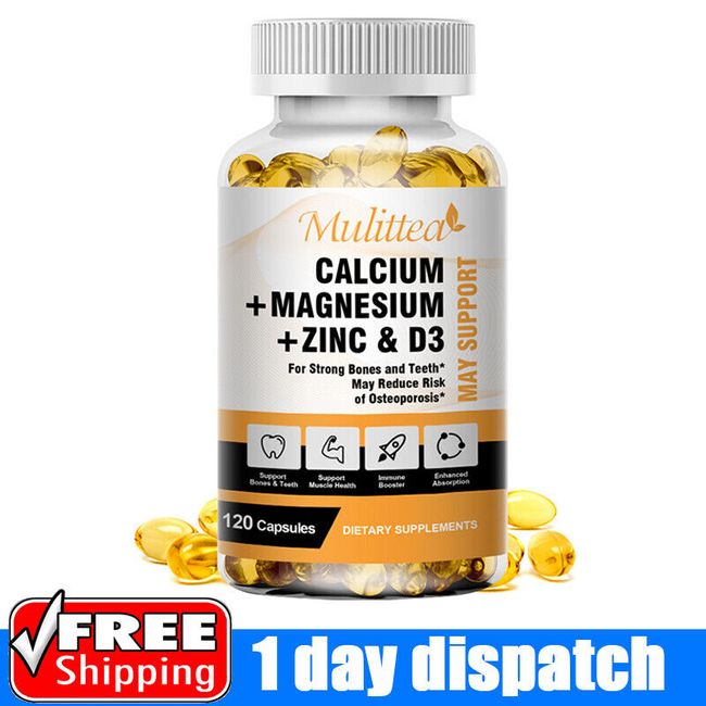 Magnesium Zinc Vitamin D3 Calcium 1000 MG Complex (120 Tablets)-High Absorption