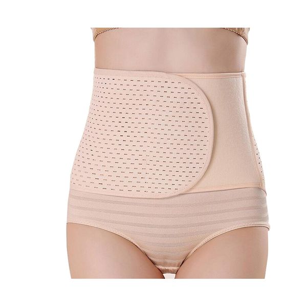 1PCS Breathable Adjustable Elastic Abdominal Binder Postnatal Belly Waist Slim Slimming Shaper Back Support Girdle Belt Pregnancy C-Section Recoery Shapewear Abdomen Corset Staylace for Women Beige