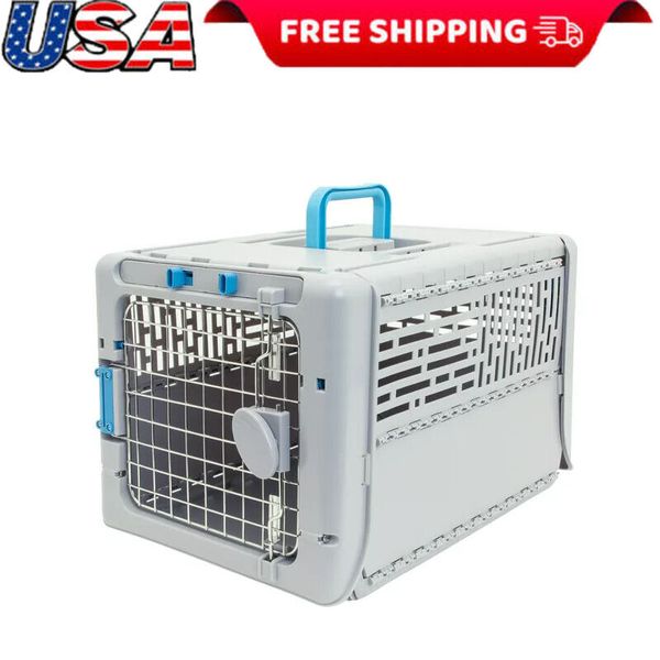 Dog Kennels 19" Collapsible Plastic Pet Kennel with Carry Handle Small 1 Piece