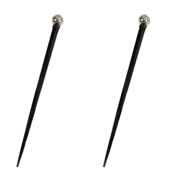 Caravan Decorated Wooden Chop Stick with Silver Metallic Bead and Black Spacer in Pair