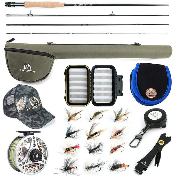 M MAXIMUMCATCH Maxcatch Extreme Fly Fishing Rod Combo Kit Fly Rod Set Beginners Beginners with Storage Bag (8'4" 3wt Fly Rod Set)