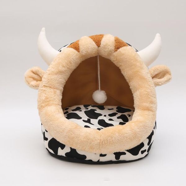 Cozy Retreat Cat Bed: Soft And Warm Indoor Pet House - Cow / S