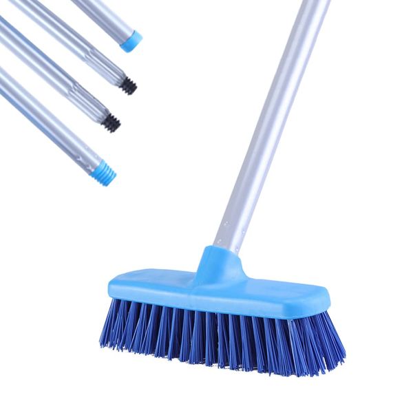 YONILL Deck Brush with Long Handle - Floor Scrub Brushes for Cleaning Shower, Stiff Bristle Scrubbing Brush, 50" Floor Scrubber Brush for Bathroom, Bathtub, Tub, Tile Floors, Garage and Patio