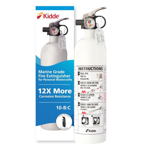 Kidde Mariner PWC Marine Fire Extinguisher for Boats, 5-B:C, 3.3 Lbs., Coast Guard Approved, Mounting Bracket (Included), White