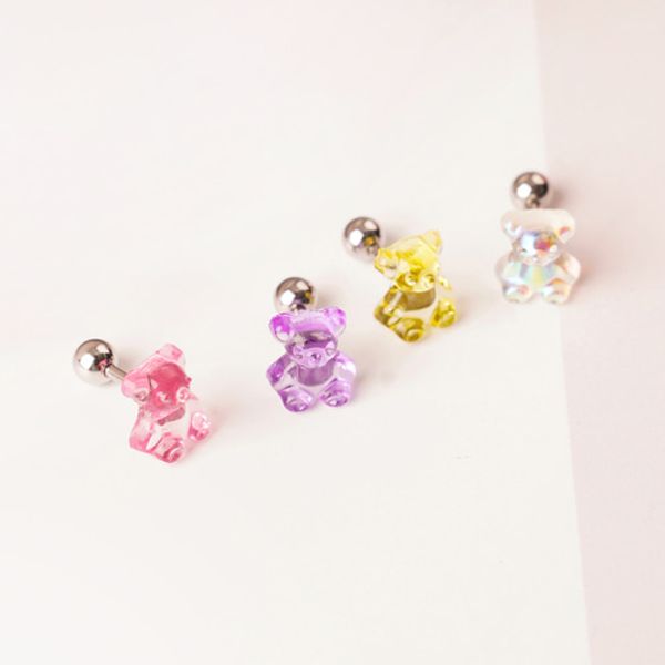 Transparent Teddy Bear Acrylic Teddy Bear Surgical Steel Piercing