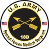 US Army MOS 18D Special Forces Medical Sergeant 3.8 Inch Decal