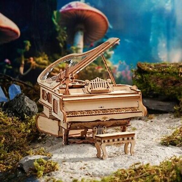 ROKR Magic Piano Music Box 3D Wooden Puzzle Mechanical Model Decor Xmas Gifts