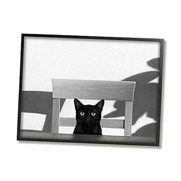 Stupell Industries Cat at Kitchen Table Pet Animal 24x30 Black Framed