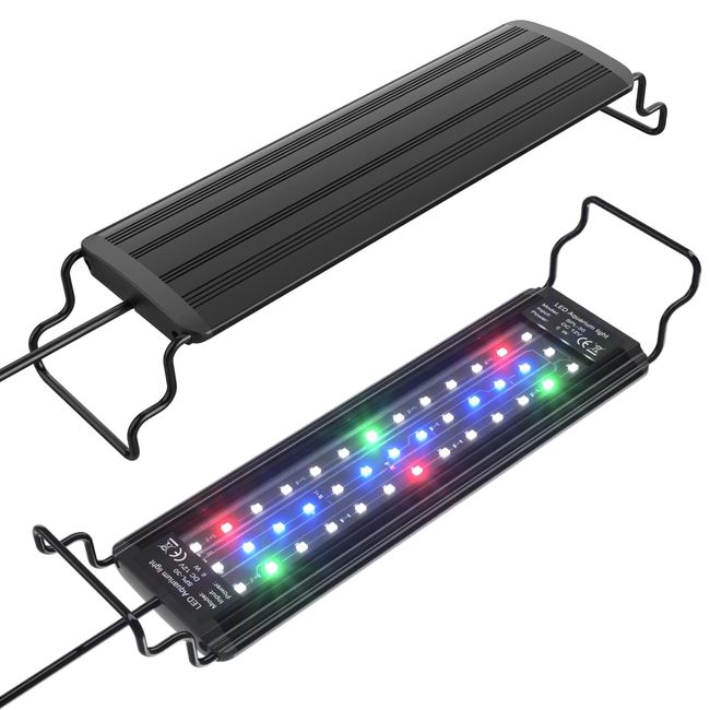 Aquarium Light, LED Light, Aquarium Light, Waterproof, Timer, Aquatic Plants, Tropical Fish, Ornamental Fish, Breeding, 3 Lighting Modes, 10 Brightness Adjustment, Compatible with 11.8 - 17.7 in (30 - 45 cm) Aquariums