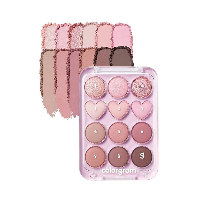 COLORGRAM Pin Point Eyeshadow Palette 02 Pink+Mauve= | Eyeshadow Palette for Daily makeup, Ultra-Blendable, Matte, Glitter, Shimmer Shades