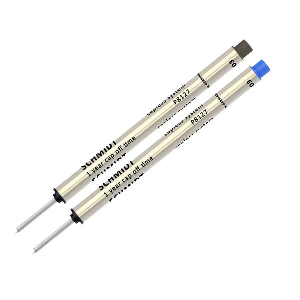 Pack of 2 - Schmidt P8127 Short Capless System Rollerball Blue/Black Ink Medium Tip
