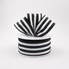 Vertical Stripe Wired Edge Ribbon (1.5", Black White) - 10 Yards : RX9135X6
