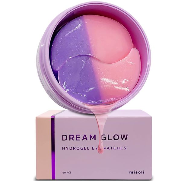 misoli Dream Glow Hydrogel Eye Patches Dream Glow Hydrogel Eye Patches 60 l Vegan Collagen and Bactiol Elastic Eye Pack l Unisex Eye and Butt Care, Eye Mask, Eye Care, Partial Pack l Korean Cosmetics l Bakuchiol & Vegan Collagen Eye Mask