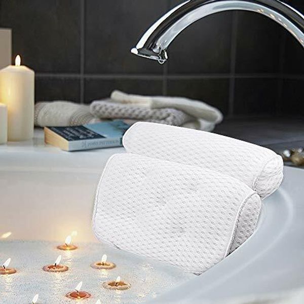 Bath Pillow, Bathtub Spa 4D Air Mesh 7 Suction Support Head Back Shoulder Neck