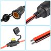 CERRXIAN 12V/24V Fixed Thread Cigarette Lighter Socket Extension Cable,20A 13AWG Waterproof Cigarette Lighter Female Socket Replacement Cable-2M