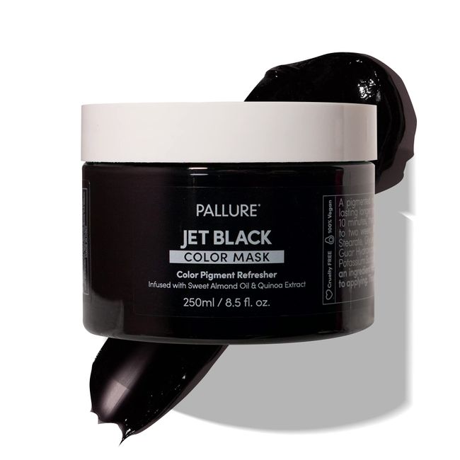 Pallure Color Pigment Refresher Mask, Semi Permanent Hair Color Depositing Conditioner, 8.5 Oz Jet Black