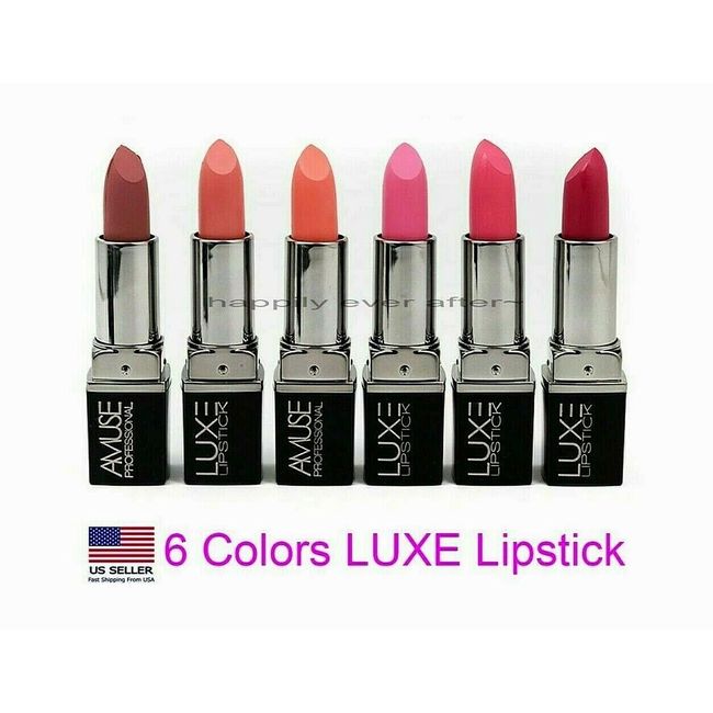 Amuse Professional LUXE Lipstick - All 6 Colors, Full Size, Pretty Pink, Nude...