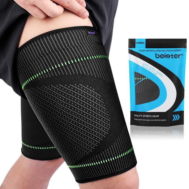 beister Oberschenkelbandage Oberschenkel Kompression Stabilisator, Rutschfest Oberschenkel-Kompressionsbandage für Männer & Damen (2 Stück), Hip Braces für Hip Joint Pain, Quad Hamstring, Arthritis