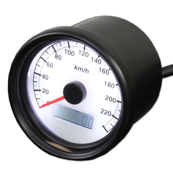 Universal Motorcycle Mechanical 240km/h 60mm LED Speedometer Black Body/White Panel