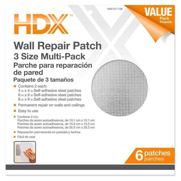 HDX 4, 6, 8 in inch 3 size Multi Pro-Pack Drywall Repair Patches