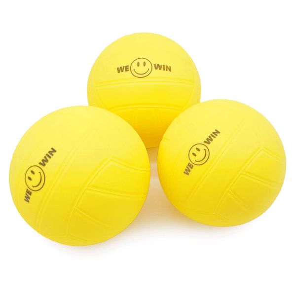 Aolowewin Spike Replacement Balls | Roundnet Game Balls | Strong Bounce Ball | 3.5inch Yellow Soft Rubber Balls 3-Pack | Lawn Beach Volleyball (3)