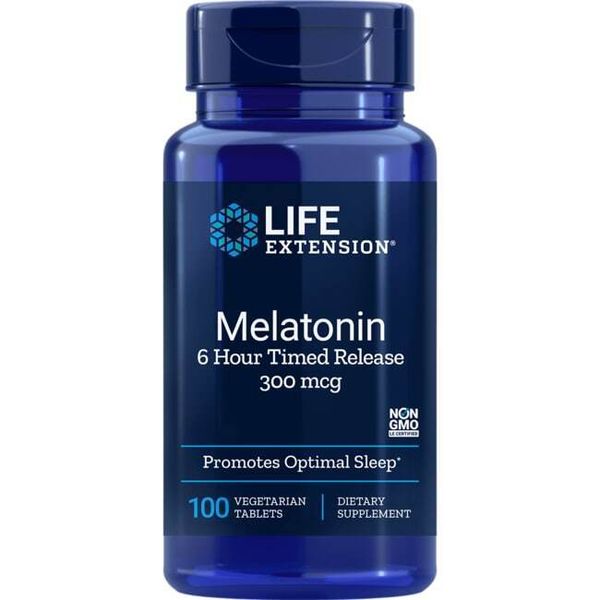 Life Extension Melatonin 6 Hour Timed Release 300 mcg 100 Veg Tabs