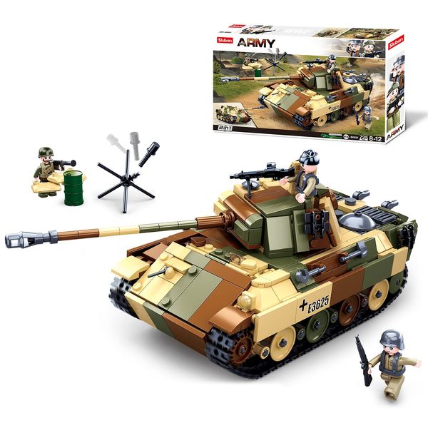 Sluban WWII-Medium Tank Building Blocks Toy, Panther Tank/Jagdpanther 2 in 1 Educational Learning Construction Toys Set for Kids Boys Grils Ages 6 and up (725 pcs)