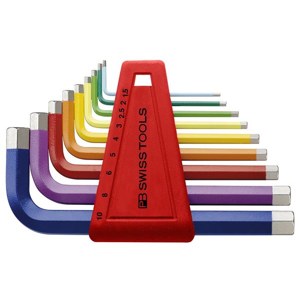 PB Swiss Tools Rainbow color-coded Hex Key Set, sizes 1.5-10mm