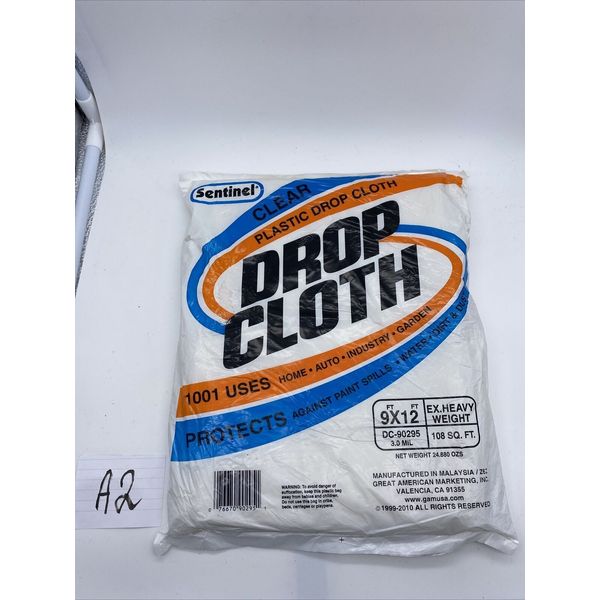 DROP CLOTH 9 x 12 Feet, Plastic,Extra Heavy Weight,Clear, Dropcloth 108sq.ft.