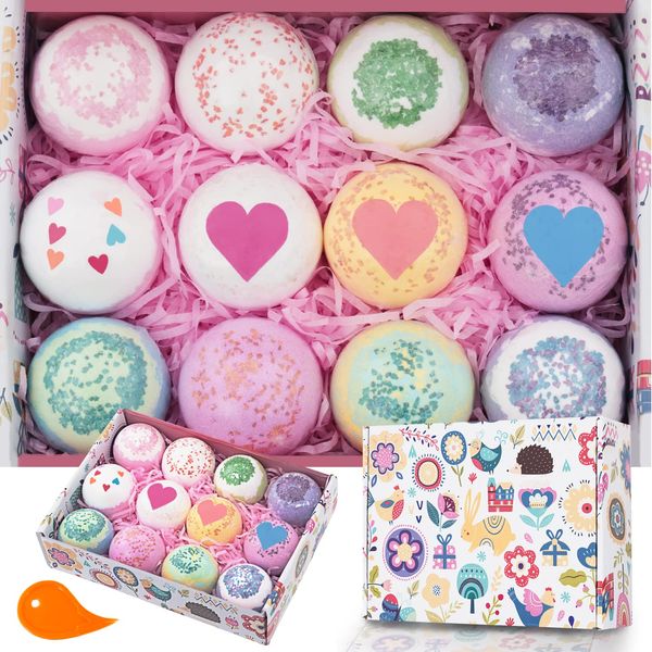 Bath Bomb, Bath Salt, Handmade, Gift, Surprise, Birthday, Gift Box, For Women, Popular, FDA Certified, Ingredients Tested (Set of 12)